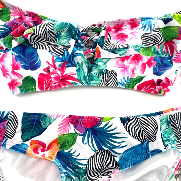 NWT YMI Swimwear Tropical Bandeau Bikini - Picture 2 of 4